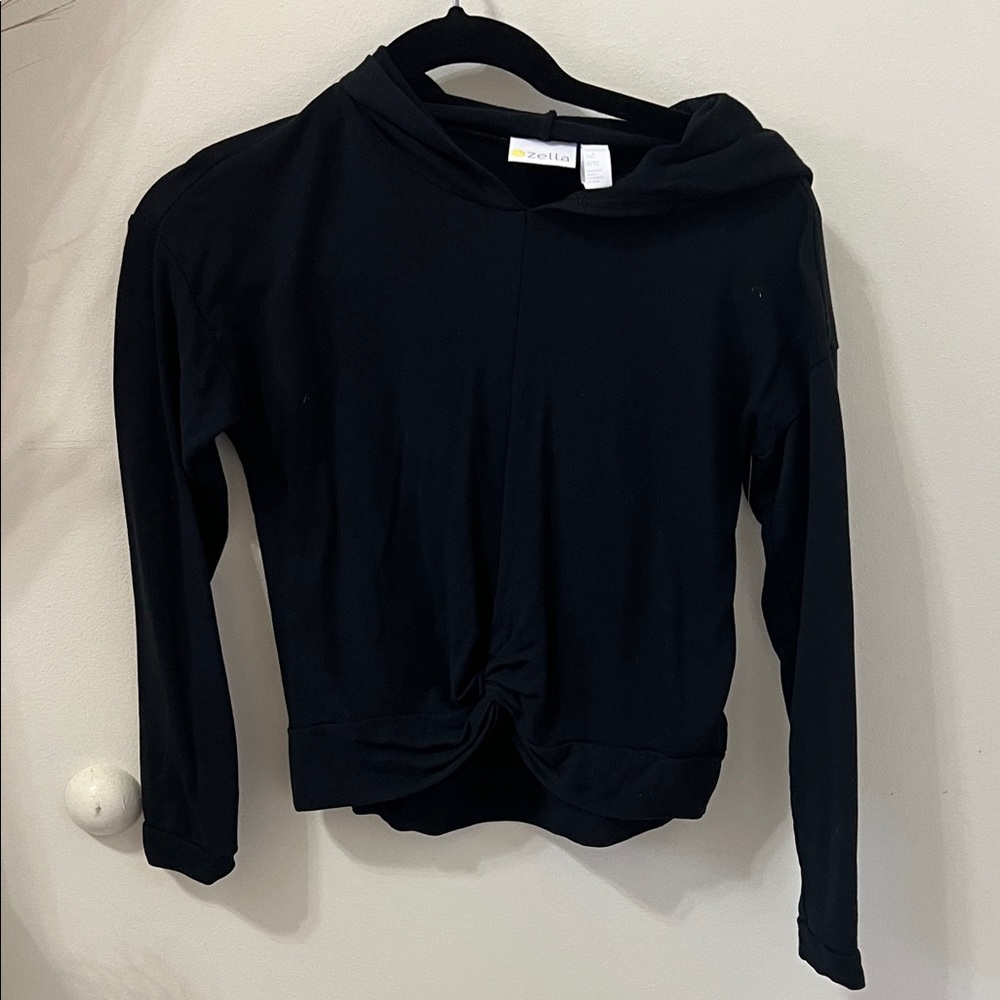 Zella Black Hoodie with Twist Detail